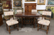 Tischgruppe im Gründerzeitstil, 7-tlg.
