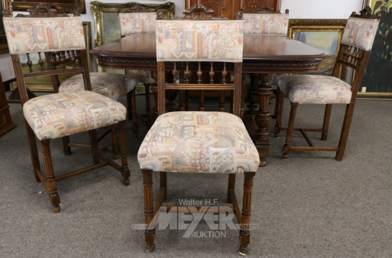 Tischgruppe im Gründerzeitstil, 7-tlg.