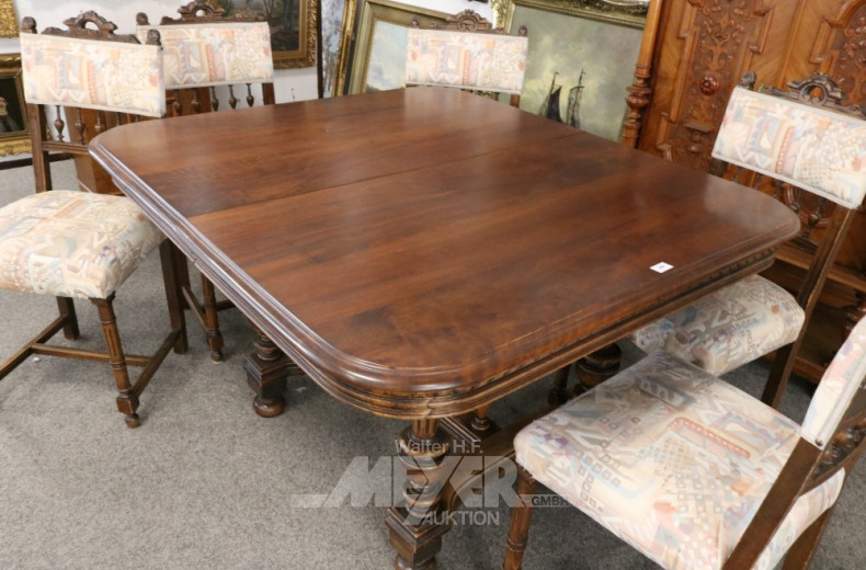 Tischgruppe im Gründerzeitstil, 7-tlg.