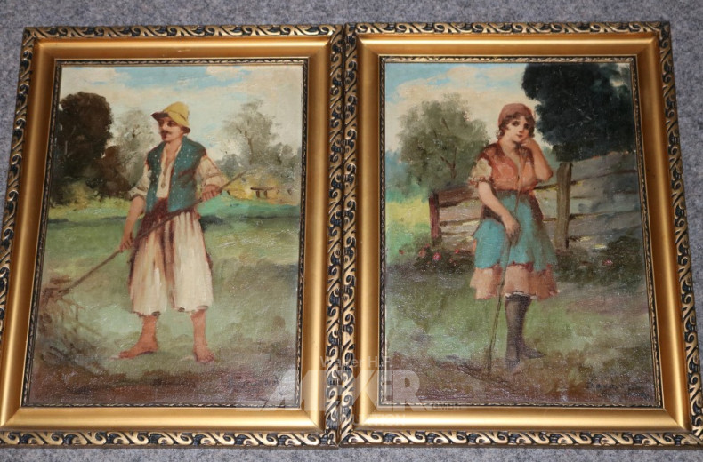 Paar Gemälde/Gegenstücke