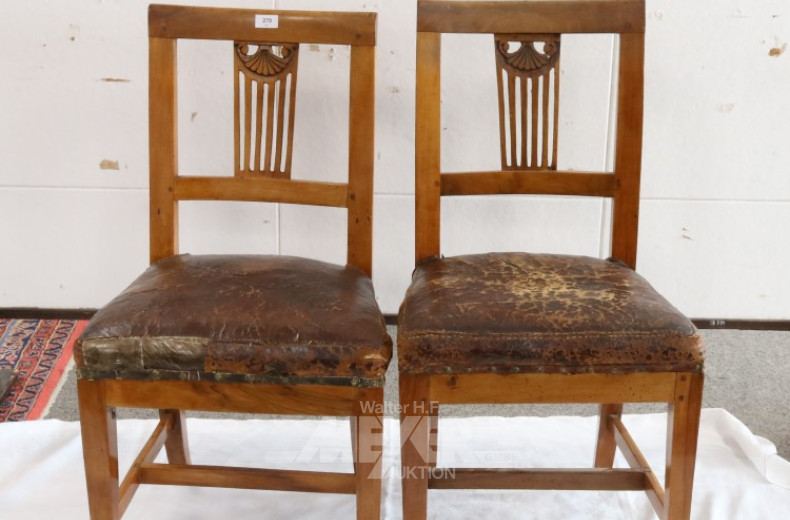 2 Stühle, Ende 19 Jh., Bezuzg Leder,