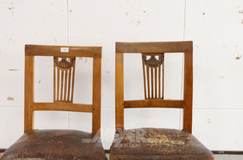 2 Stühle, Ende 19 Jh., Bezuzg Leder,