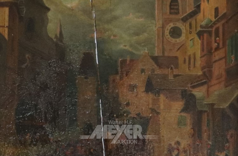 Gemälde ''Stadtansicht mit Staffagen''