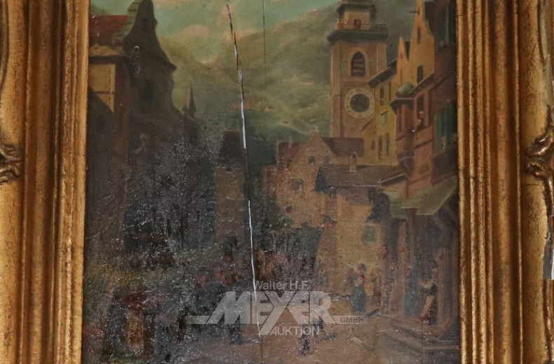 Gemälde ''Stadtansicht mit Staffagen''