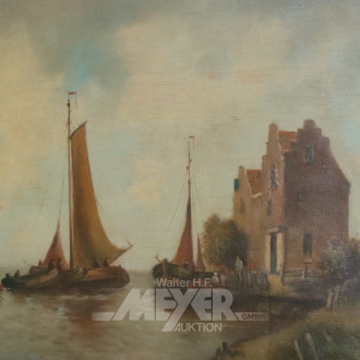 Gemälde ''Fischerboote vor dem Haus''