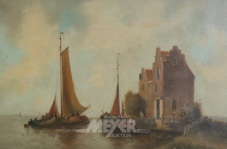 Gemälde ''Fischerboote vor dem Haus''
