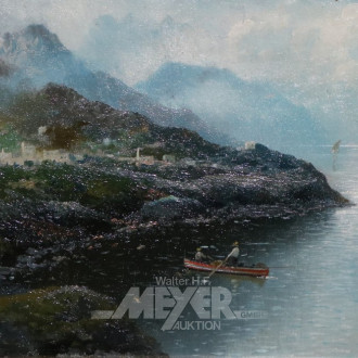 Gemälde ''Gardasee mit Bergen und Dorf''