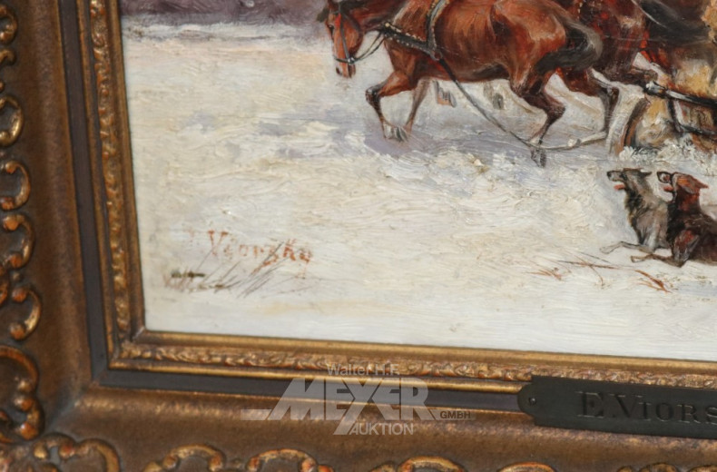 Gemälde ''Dreispänner auf der Flucht
