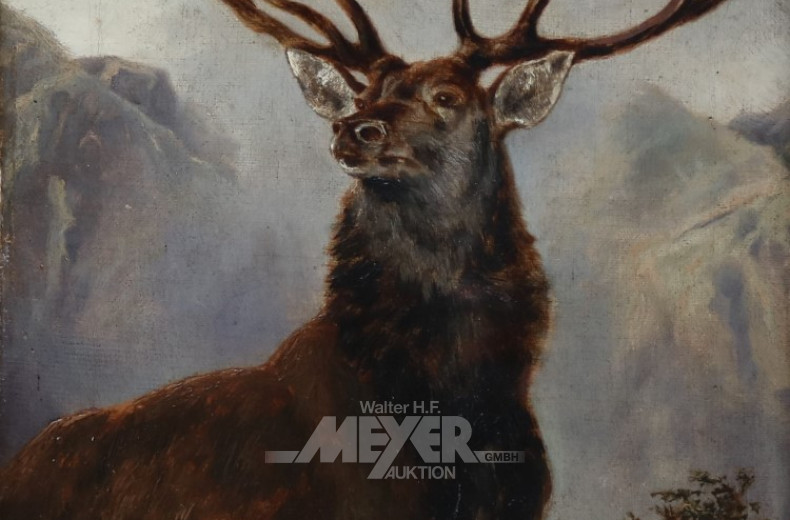 Gemälde ''Hirsch vor Berglandschaft''