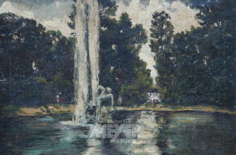 Gemälde ''Schloßpark mit Wasserfontäne''