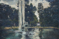 Gemälde ''Schloßpark mit Wasserfontäne''