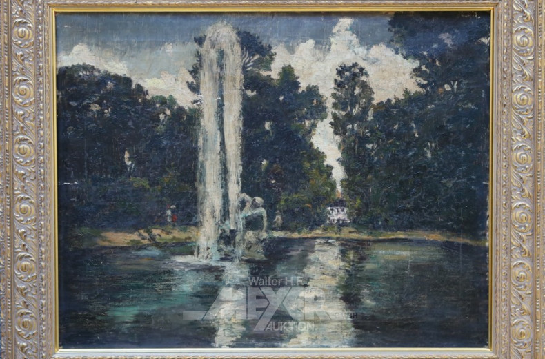 Gemälde ''Schloßpark mit Wasserfontäne''