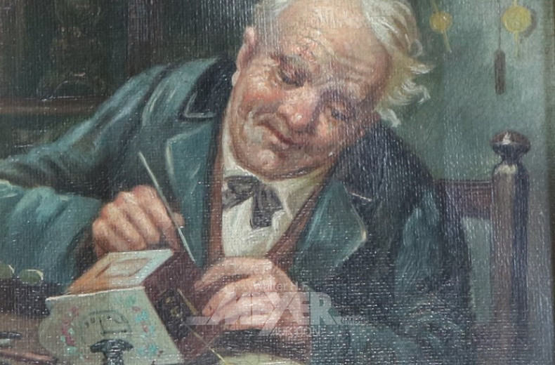 Paar kl. Gemälde ''Herrenportraits -