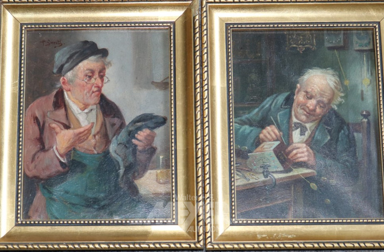 Paar kl. Gemälde ''Herrenportraits -