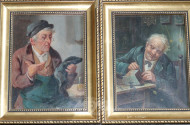 Paar kl. Gemälde ''Herrenportraits -