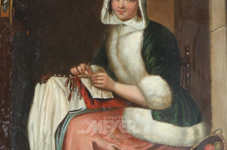 Gemälde ''Stickende Frau''