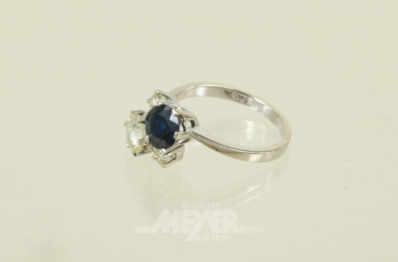 Damenring, 585er WG, besetzt mit