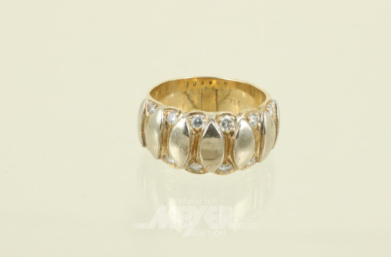 Damenring, 750er GG, mit 12 kl.