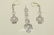 Schmuck-Set, Art-Deco-Stil, 585er WG,