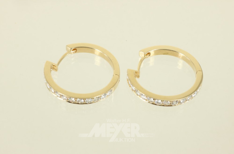 Paar Creolen, 750er GG, ausgefasst mit