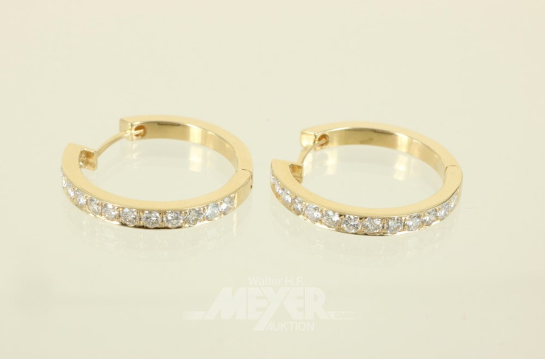 Paar Creolen, 750er GG, ausgefasst mit