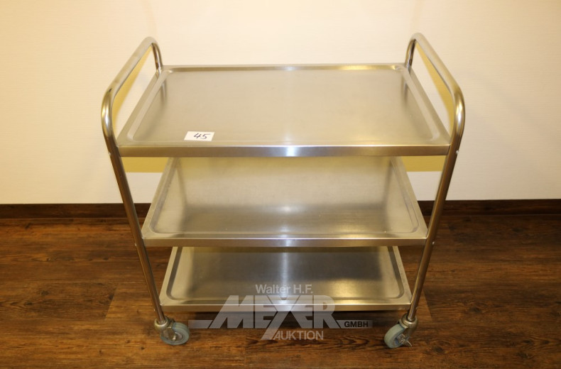 7 Edelstahl-Geschirrabräumwagen, 3 Lagen