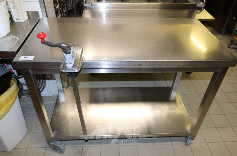 fahrbarer Edelstahlrollwagen, 2 Etagen,