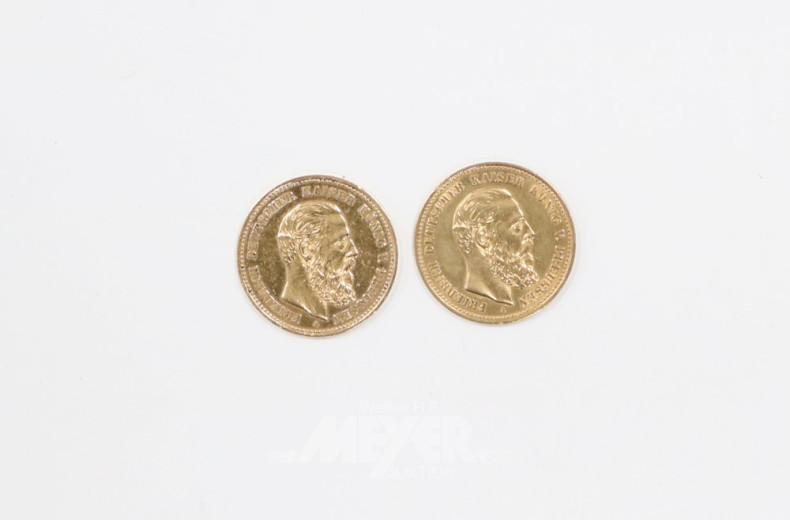 2 Goldmünzen ''10 Mark'',