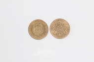 2 Goldmünzen ''10 Mark'', 1875 + 1903,