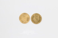 2 Goldmünzen ''5 Mark'', 1877 E,