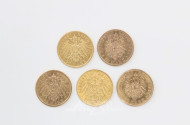 5 Goldmünzen ''20 Mark'',