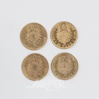 4 Goldmünzen ''20 Mark'',
