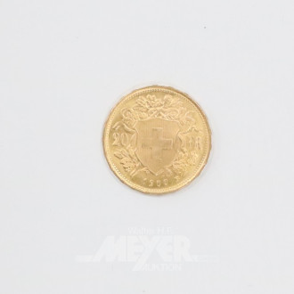 Goldmünzen ''20 Franken'', 1900