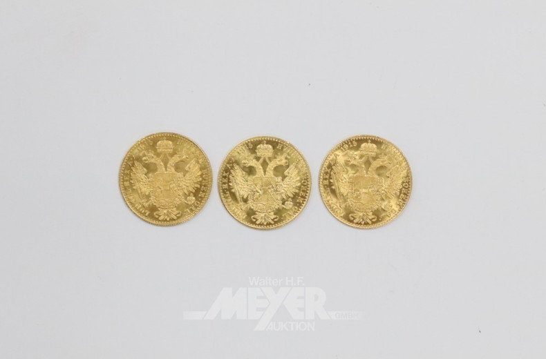 3 Goldmünzen, Dukaten, 1915