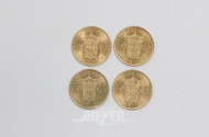 4 Goldmünzen ''10 Gulden'', Niederlande