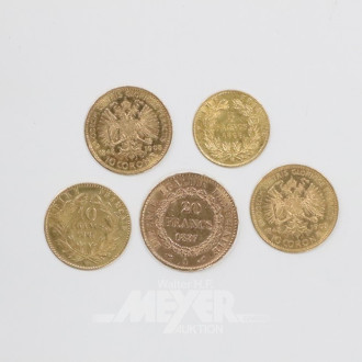 3 kl. Goldmünzen Frankreich sowie