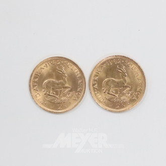 2 Goldmünzen ''2 Rand'', Südafrika 1962,