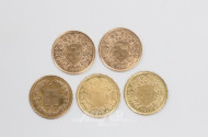 5 Goldmünzen ''20 Franken'', Schweiz,