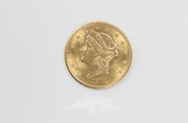 Goldmünze ''20 Dollars'', 1904 USA,