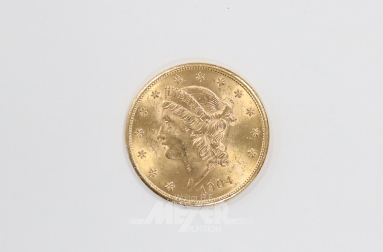 Goldmünze ''20 Dollars'', 1904 USA,