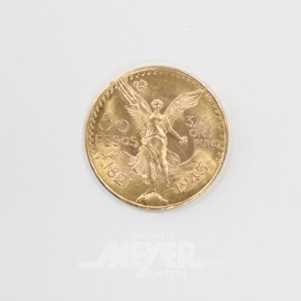 Goldmünzen ''50 Pesos'', Mexico 1821-1945,