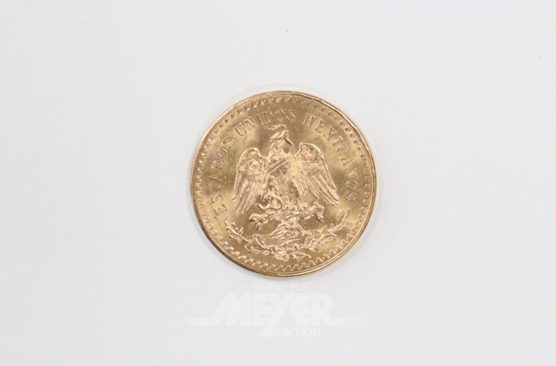 Goldmünzen ''50 Pesos'', Mexico 1821-1945,
