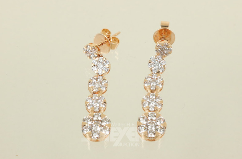 Paar Ohrgehänge, 750er RG, blütenförmig