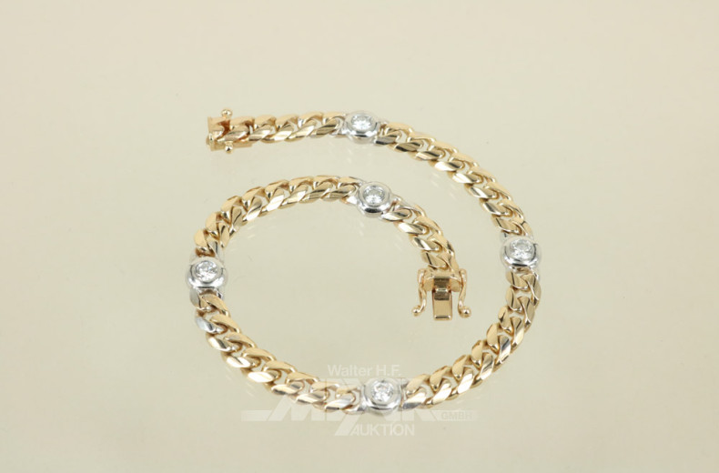 Flachpanzerarmband, 585er GG,