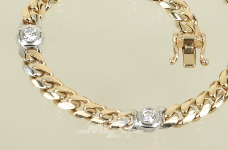 Flachpanzerarmband, 585er GG,