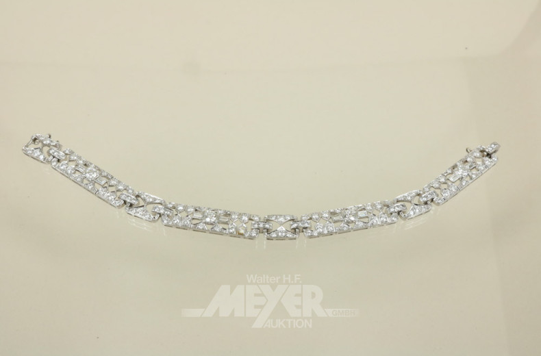 Armband, Platin um 1920, ausgefasst mit