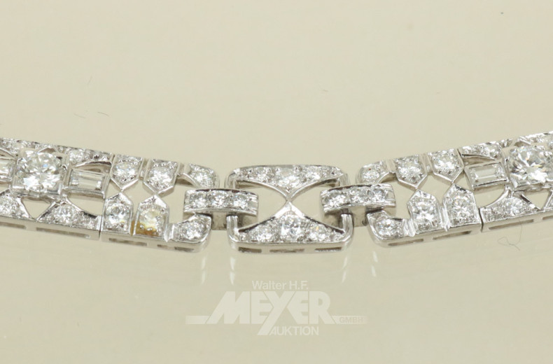 Armband, Platin um 1920, ausgefasst mit