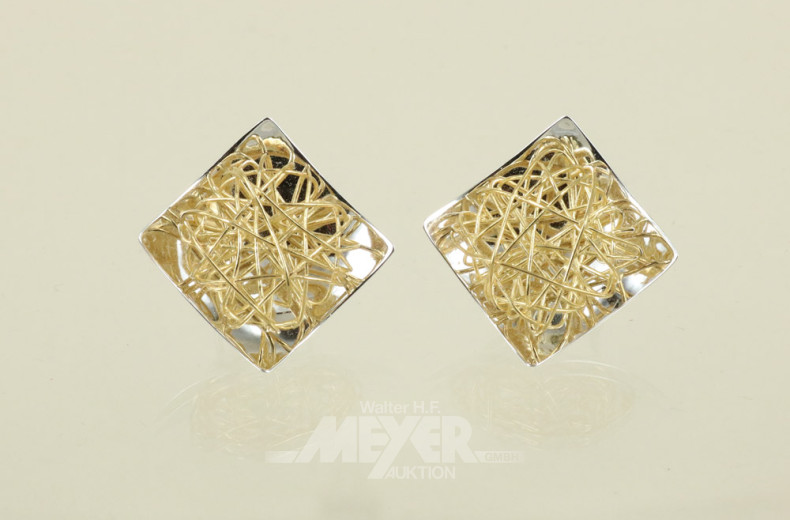 Paar moderne Ohrclips, 750er WG/GG,