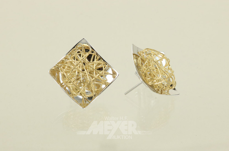 Paar moderne Ohrclips, 750er WG/GG,