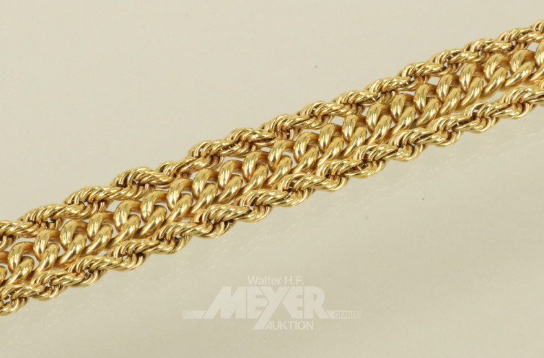 Armband, 585er GG, ca. 36,5 g.